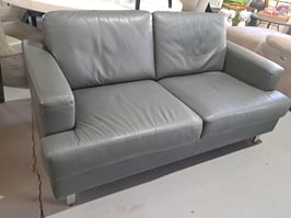 "Oz Design" Slate Grey Leather 2 Seater Lounge