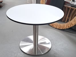 Commercial Quality Round White Steel Base Coffee Table