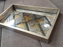 BRAND NEW Distressed Gold Print Mirrored Tray