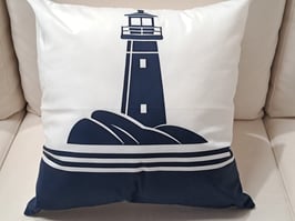 BRAND NEW Nautical Navy & White Lighthouse Cushion