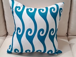 BRAND NEW Outdoor Waterproof Teal Waves Cushion
