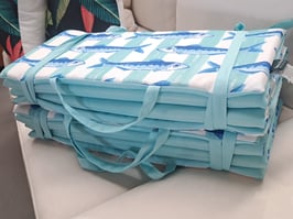 "Bed Bath n Table" Pair Folding Aqua Fish Padded Beach/Picnic Carry Mats