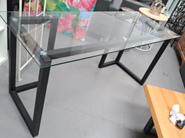 Glass Top Black Metal Frame Desk