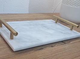 BRAND NEW Marble & Brass Tray