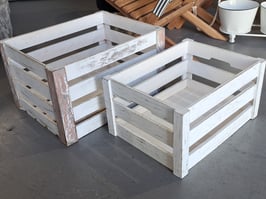 Distressed White Wooden Crate - 2 Sizes