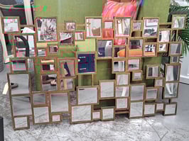 Brass Gold Frame Geometric Squares Wall Mirror