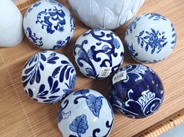 BRAND NEW Blue & White Ceramic Decor Balls - 6 Designs