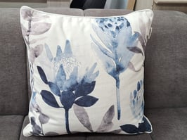Blue & White Pastel Floral Feather Cushion - 2 Available
