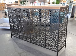 BRAND NEW Moroccan Black Metal Timber Top Hall Table - Large