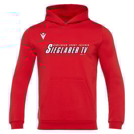 MACRON Banjo Hero Hoodie rot mit Sieglarer TV Logo und Wunschname