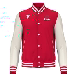 MACRON College Jacke Fiddle rot/weiß mit Sieglarer TV Basketball-  Logo und Wunschname