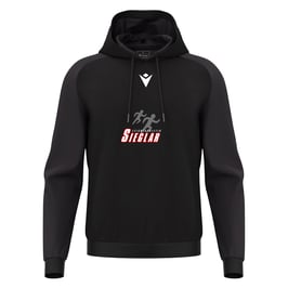 MACRON Horn Hoodie schwarz mit SieglarerTV Leichtatlethik-Logo und Wunschname