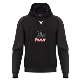 MACRON Horn Hoodie schwarz mit Sieglarer TV Ballsport-Logo und Wunschname