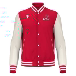 MACRON College Jacke Fiddle rot/weiß mit Sieglarer TV Leichtathletik- Logo und Wunschname
