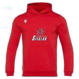MACRON Banjo Hero Hoodie rot mit Sieglarer TV Fitness & Dance-Logo und Wunschname