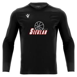 MACRON Rigel Hero Shootingshirt schwarz langarm mit kleinem Sieglarer TV Basketball-Logo und Wunschname