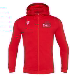 MACRON Cello Zip-Hoodie Rot mit Sieglarer TV Basketball-Logo und Wunschname