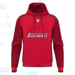 MACRON Horn Hoodie Rot mit Sieglarer TV Logo und Wunschname