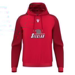 MACRON Horn Hoodie Rot mit Black Eagles-Logo und Wunschname