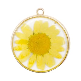 Anhänger mit getrockneter Blume rund