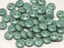 2hole Lentils Chalk white Teal Luster