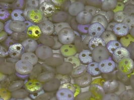 2hole Lentils Etched Crystal Lemon Rainbow