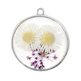 Anhänger mit getrockneter Blume rund