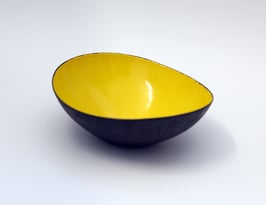 Ovale, gelbe Krenit Schale von Herbert Krenchel