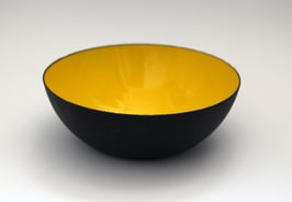 Grosse, runde, gelbe Krenit Schale von Herbert Krenchel