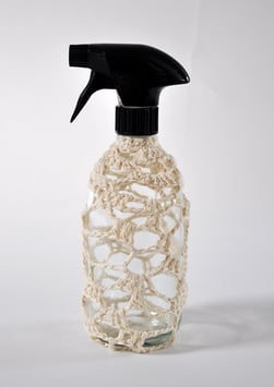 FLACON VIDE SPRAY CROCHET COTON BLANC  500 ml  verre transparent / SPRAY EMPTY BOTTLE WHITE COTTON 500 ml/16,9 fl oz, clear glass