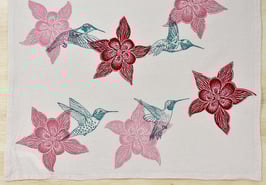 Hummingbird + Columbine kitchen towel