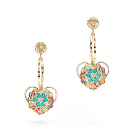 ORECCHINI PENDENTI BOTTONE CERCHIO E CUORE OR66