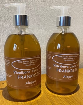 Vloeibare zeep Aleppo, set met 2 pompjes (500 ml per stuk)