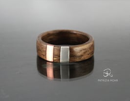 Holzring "twice" Nussbaum, Silber & Kupfer