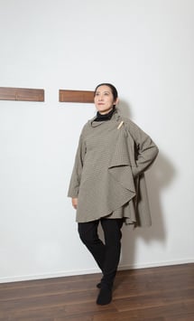 マントコート-マフラー付き（グレンチェック）