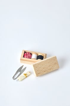 小さなお針箱　青海波