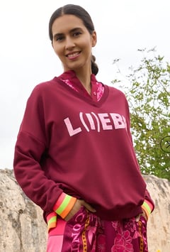 MG12977 miss goodlife / Sweater V-Neck L(I)EBE! Snake – bordeaux