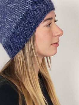 BONNET alpaga, soie, mohair   "BLUE MOON"