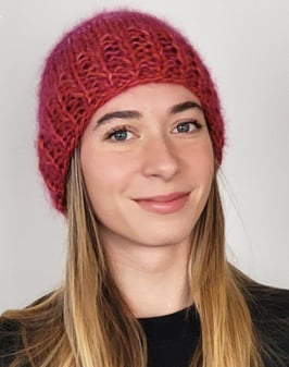 BONNET alpaga, soie, mohair   "ROSEBUD"