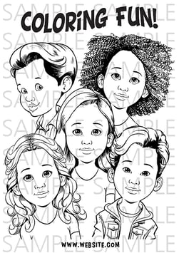 Coloring Page Balloons Blanc Faces