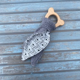 Anneau de dentition ourson avec doudou imprimé oursons