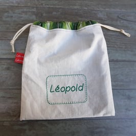 Petit sac à coulisse en lin ancien à personnaliser par broderie