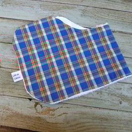 Protège-épaule tissu vintage écossais bleu.