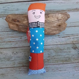 Poupée de lavande  bleue à pois blancs et rouge