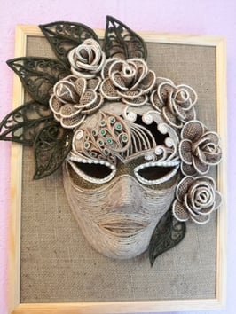 Maske aus Jute Handarbeit Wohndekor Bild home decor