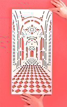 3D Bild aus Sperrholz der Korridor im Schloss Holzbild Wanddekor Paneele Relief Wohndekor