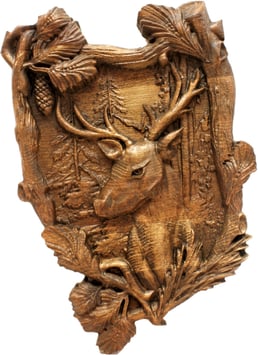 3D Bild aus Holz Hirsch im Wald Wohndekor Wanddekor