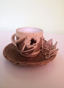 Tasse und Untertasse aus Jute Küchendekor Wohndekor