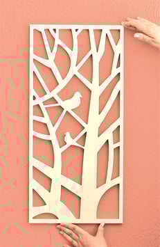 Bild aus Holz Baum mit Vögeln Dekoration Paneele Wohndekor Wanddekor