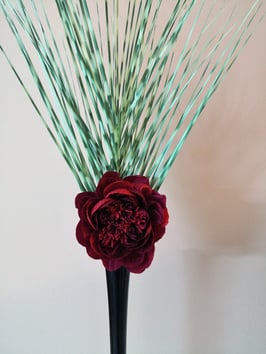 Pfingstrose in einer schwarzen Vase. Wohndekor Tischdekor